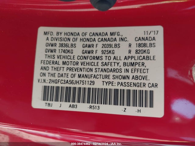 Honda CIVIC SI 2018 2HGFC3A56JH751129 Image 9