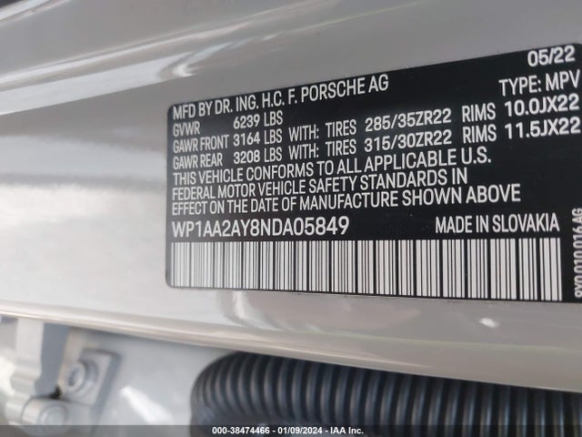 2022 PORSCHE CAYENNE WP1AA2AY8NDA05849 Photo 8