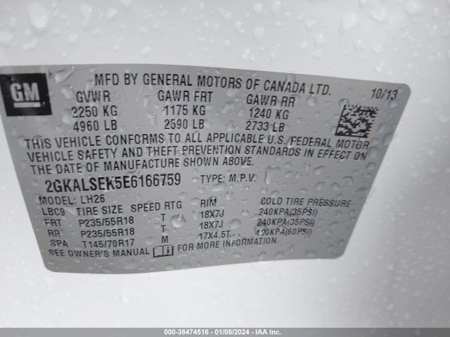 GMC Terrain Slt-1 2014 2GKALSEK5E6166759 Image 9