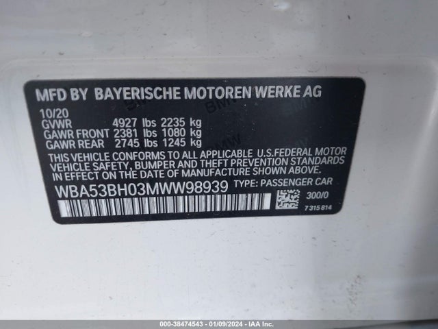 BMW 530I 2021 WBA53BH03MWW98939 Image 9