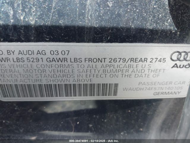 2007 AUDI A6 WAUDH74F57N140105 Photo 8