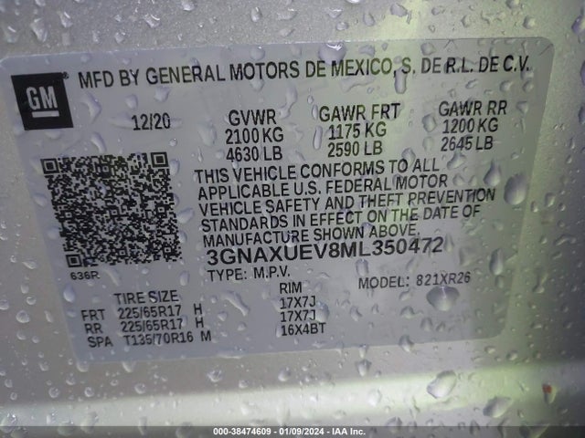 Chevrolet Equinox Awd Lt 2021 3GNAXUEV8ML350472 Image 9