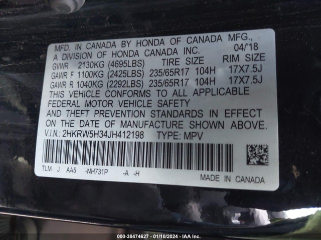 Honda CR-V LX 2018 2HKRW5H34JH412198 Image 9