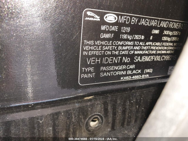 2020 JAGUAR XF SPORTBACK SAJBM2FVXLCY86215 Photo 8