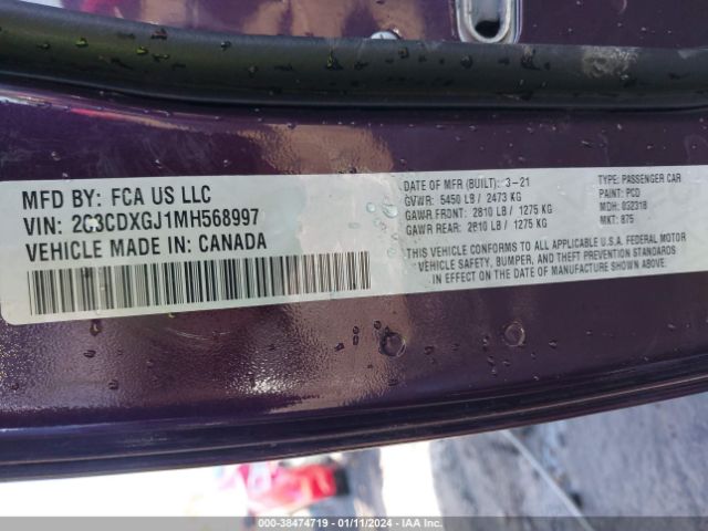 2C3CDXGJ1MH568997 Dodge Charger Scat Pack Rwd