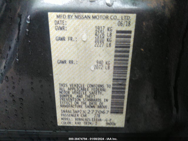 Nissan Altima 2.5 Sr 2018 1N4AL3AP2JC277067 Image 9