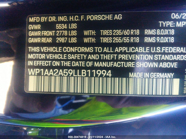 2020 PORSCHE MACAN WP1AA2A59LLB11994 Photo 8