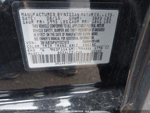 Nissan SENTRA S 2015 3N1AB7AP4FY327473 Image 9