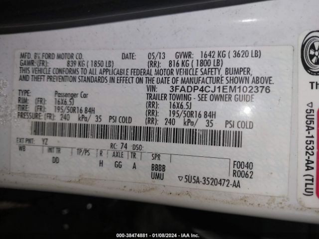 3FADP4CJ1EM102376 Ford Fiesta Titanium