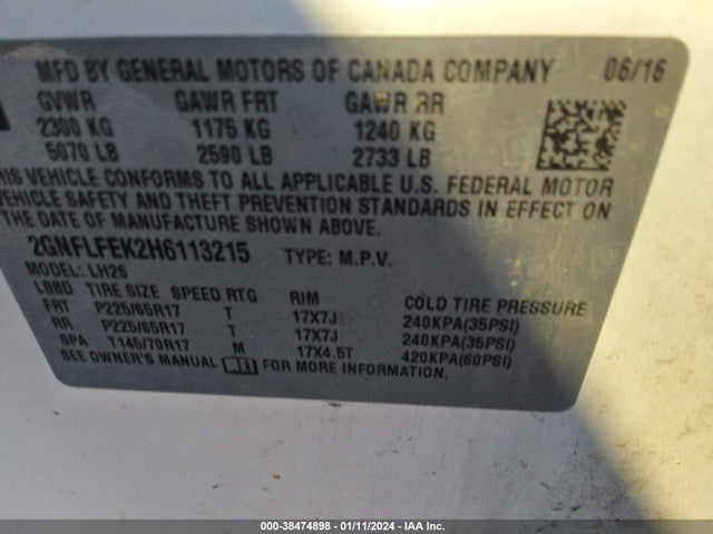Chevrolet EQUINOX LT 2017 2GNFLFEK2H6113215 Image 9