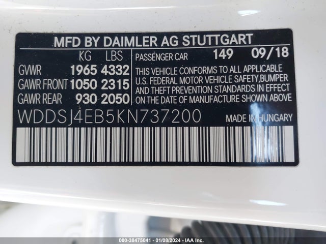 Mercedes-Benz CLA 250 2019 WDDSJ4EB5KN737200 Image 9