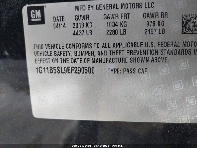 Chevrolet Malibu 1ls 2014 1G11B5SL9EF290500 Image 9