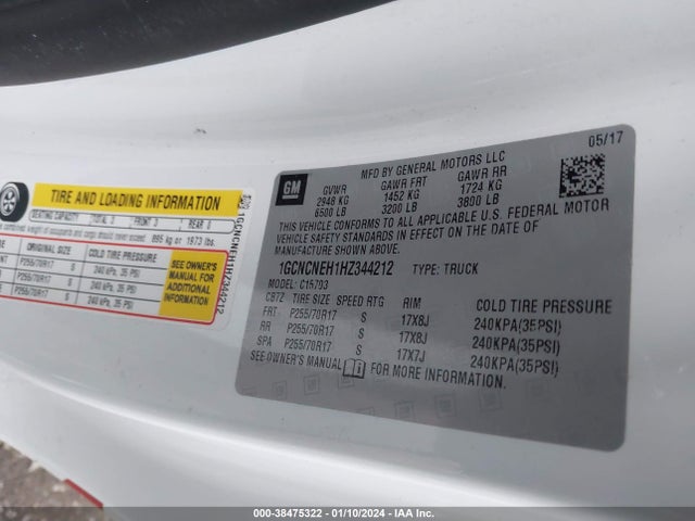 Chevrolet Silverado 1500 Wt 2017 1GCNCNEH1HZ344212 Image 9