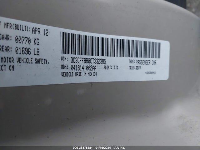 2012 FIAT 500 3C3CFFBR8CT332385 Photo 8