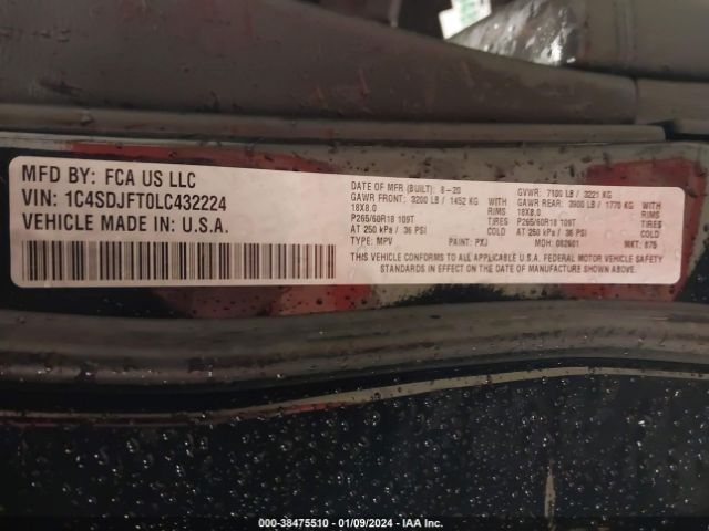2020 DODGE DURANGO 1C4SDJFT0LC432224 Photo 8