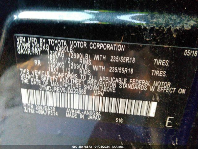 JTMDJREV9JD223655 Toyota Rav4 Hybrid Limited