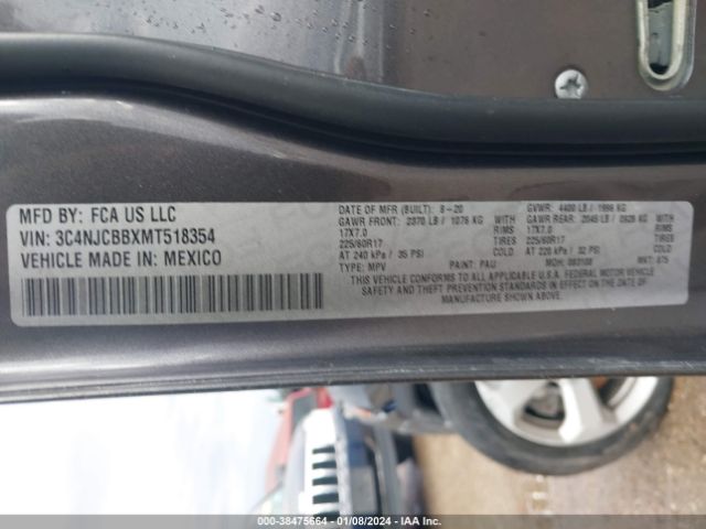 3C4NJCBBXMT518354 Jeep Compass Latitude Fwd