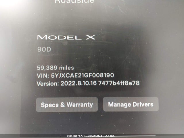 Tesla Model X 60d/70d/75d/90d 2016 5YJXCAE21GF008190 Image 14