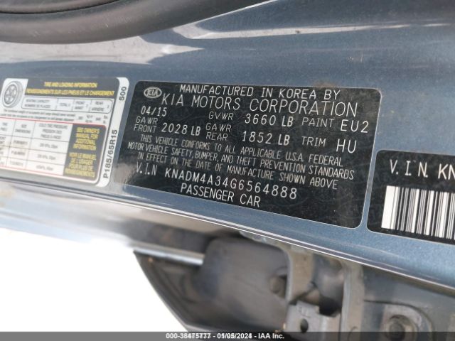 KNADM4A34G6564888 KIA RIO LX