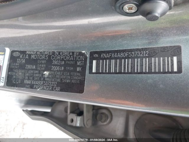 KNAFX4A80F5373212 KIA FORTE EX