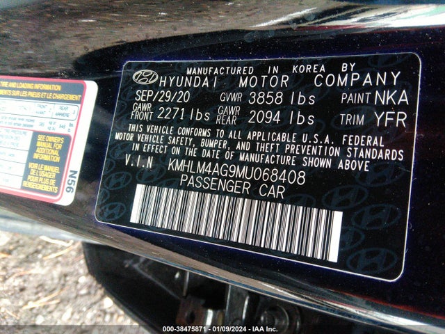 Hyundai ELANTRA SEL 2021 KMHLM4AG9MU068408 Image 9