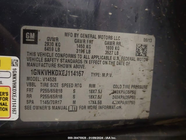Chevrolet Traverse 2lt 2014 1GNKVHKDXEJ114167 Image 9
