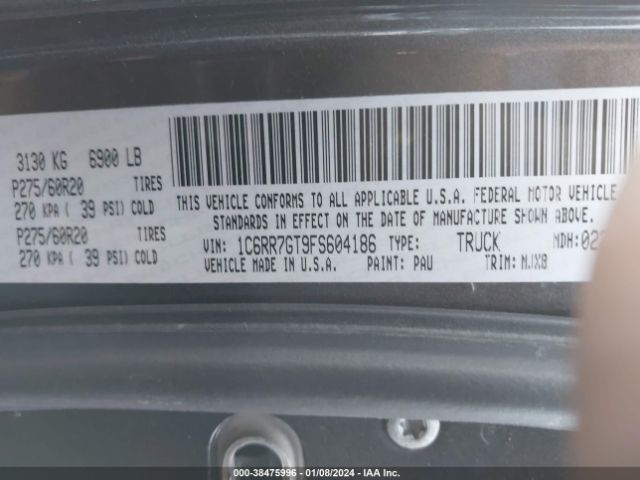 1C6RR7GT9FS604186 RAM 1500 Big Horn