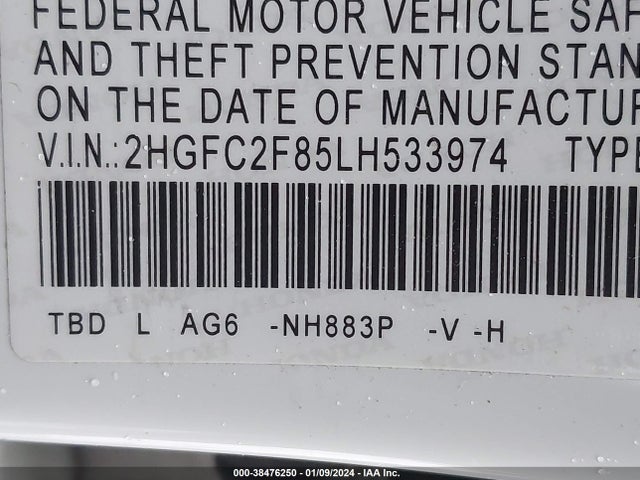 Honda Civic Sport 2020 2HGFC2F85LH533974 Image 9