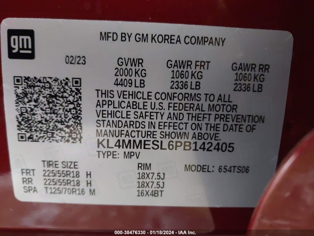 KL4MMESL6PB142405 Buick Encore Gx Select Awd