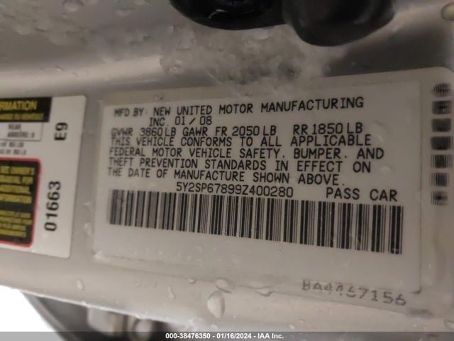 2009 PONTIAC VIBE VIN: 5Y2SP67899Z400280