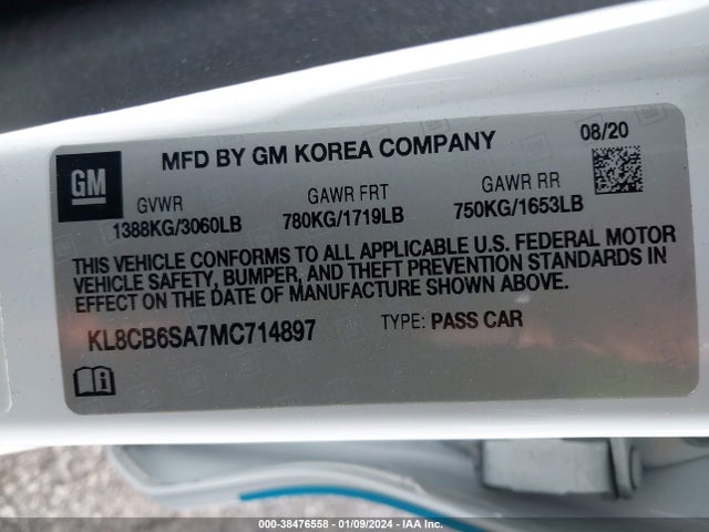 Chevrolet Spark Fwd Ls Automatic 2021 KL8CB6SA7MC714897 Image 9