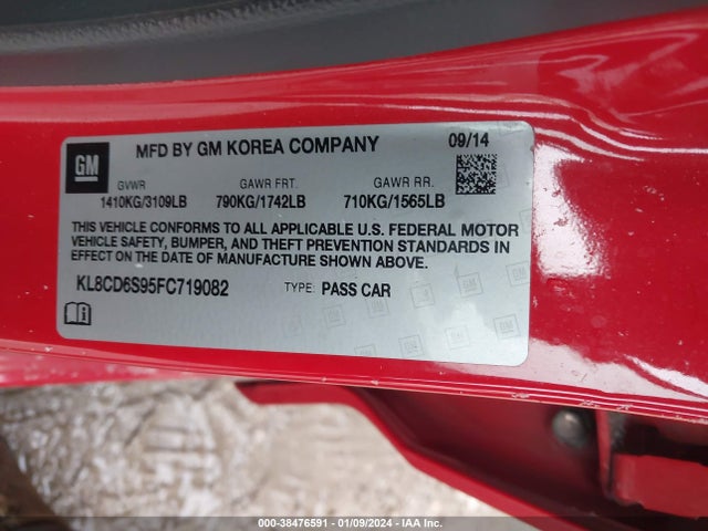 Chevrolet Spark 1lt Cvt 2015 KL8CD6S95FC719082 Image 9