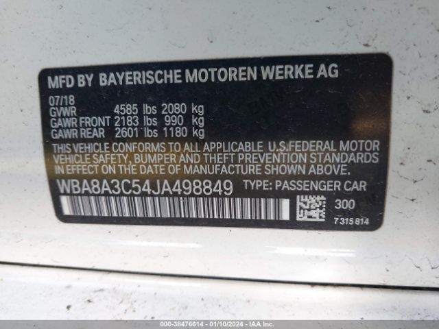 WBA8A3C54JA498849 BMW 320i Xdrive