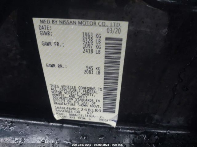 1N4BL4BV0LC248189 Nissan Altima S Fwd