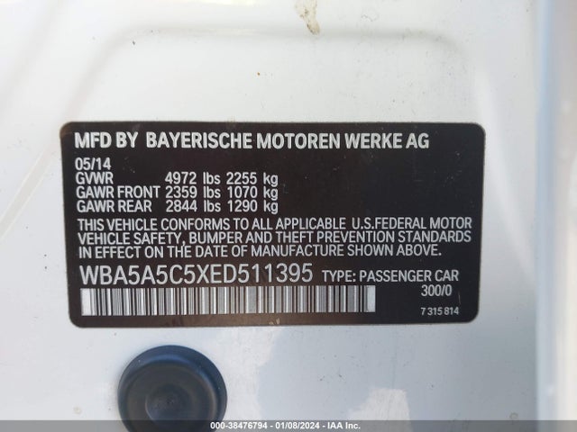 BMW 528I 2014 WBA5A5C5XED511395 Image 9