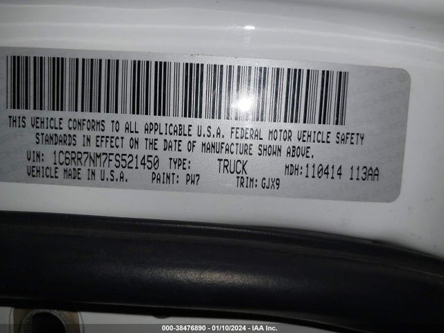 RAM 1500 Laramie 2015 1C6RR7NM7FS521450 Image 9