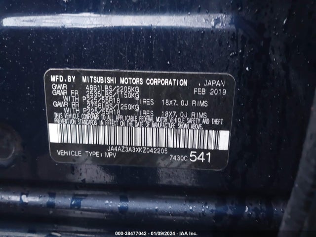 Mitsubishi Outlander Se 2019 JA4AZ3A3XKZ042205 Image 9