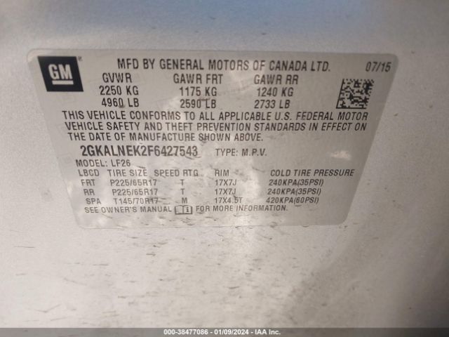 2GKALNEK2F6427543 GMC TERRAIN SL
