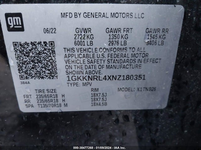 GMC Acadia Awd Sle 2022 1GKKNRL4XNZ180351 Image 9