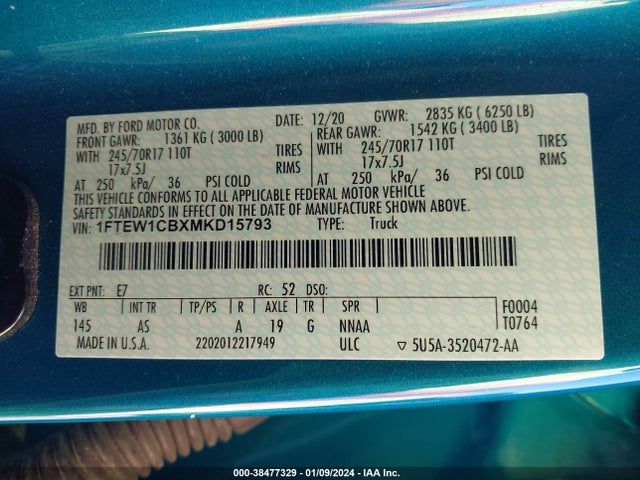 Ford F-150 Xl 2021 1FTEW1CBXMKD15793 Image 9