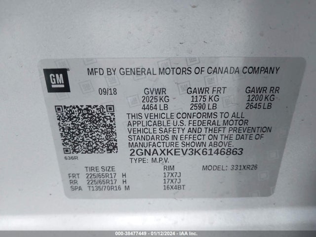 Chevrolet EQUINOX LT 2019 2GNAXKEV3K6146863 Image 9