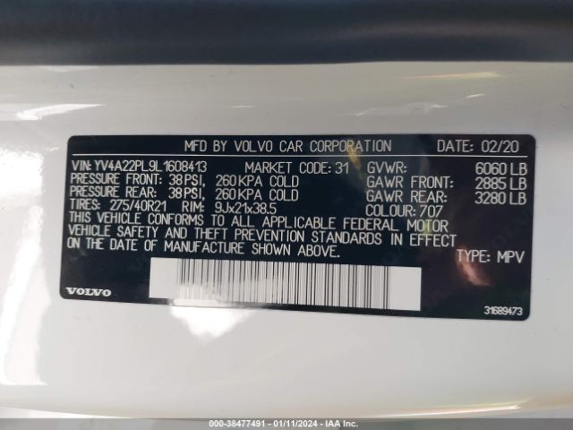 YV4A22PL9L1608413 Volvo Xc90 T6 Inscription 7 Passenger