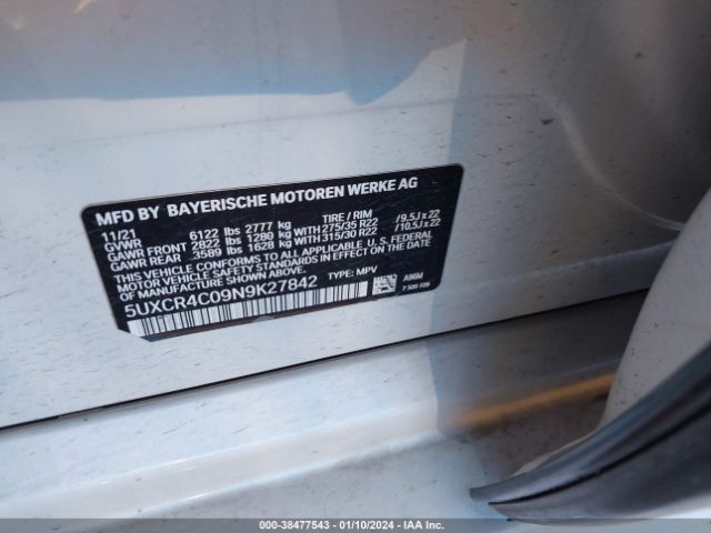 5UXCR4C09N9K27842 BMW X5 Sdrive40i