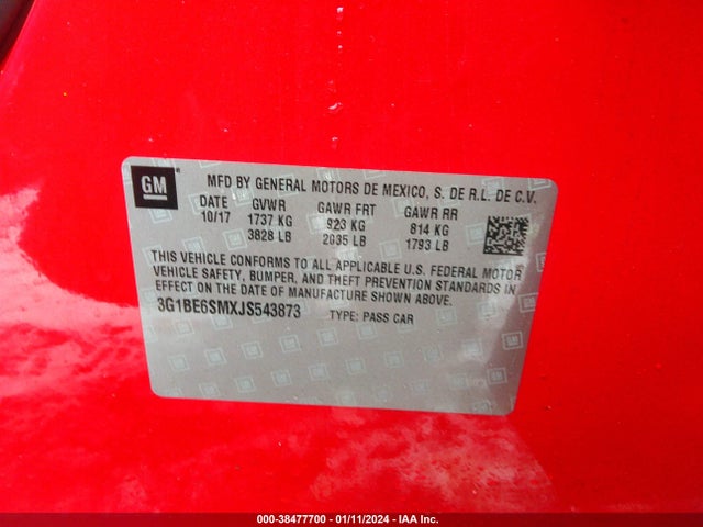 Chevrolet Cruze Lt Auto 2018 3G1BE6SMXJS543873 Image 9