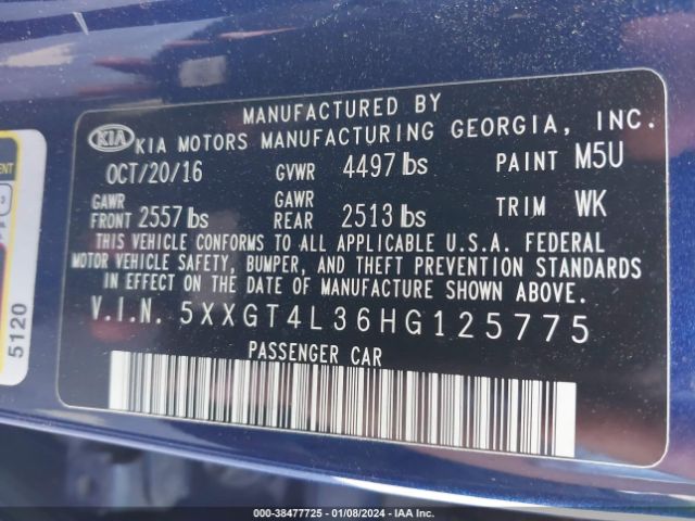 5XXGT4L36HG125775 KIA Optima Lx