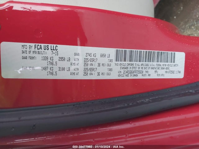Dodge Grand Caravan Avp/se 2015 2C4RDGBG0FR725630 Image 9