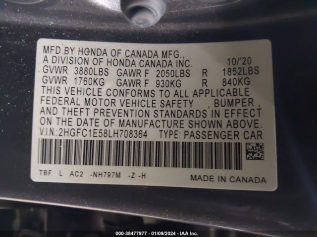 2HGFC1E58LH708364 Honda CIVIC SI SEDAN