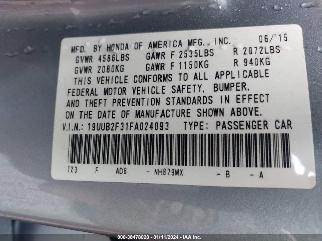 19UUB2F31FA024093 Acura Tlx V6