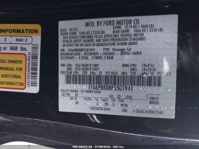 Ford Mustang Mach 1 Fastback 2023 1FA6P8R08P5501941 Image 9