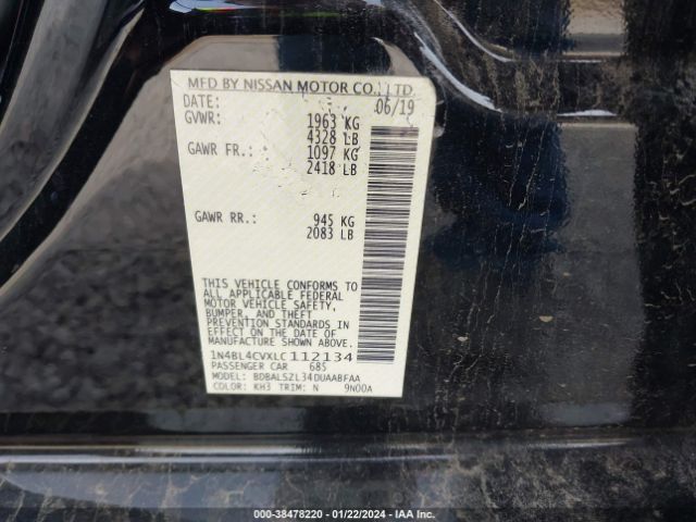 1N4BL4CVXLC112134 Nissan Altima Sr Fwd